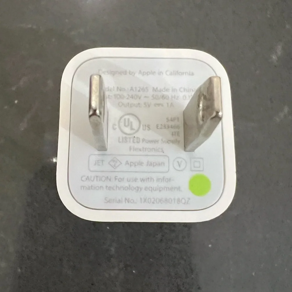 Apple USB Power Adapter Wall Charger Model A1265